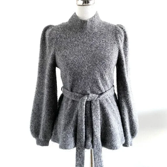 CO Cashmere Mock Neck Sweater Gray - Picture 3 of 11